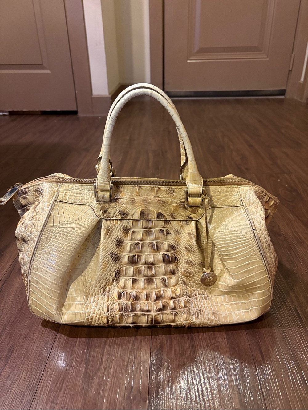 Brahmin Yellow Croc-Embossed Satchel